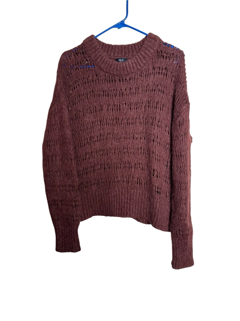 Rails Reagan Open-Weave Crewneck Alpaca and Merino Wool Sweater Brown Size S